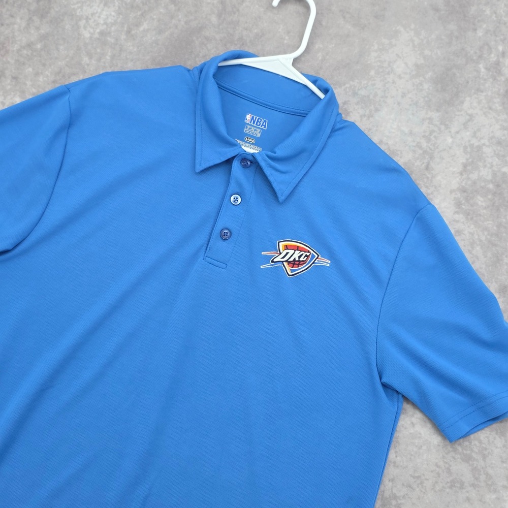 NBA Oklahoma City Thunder OKC TX3 Cool Polo Shirt Mens Large Blue Short Sleeve